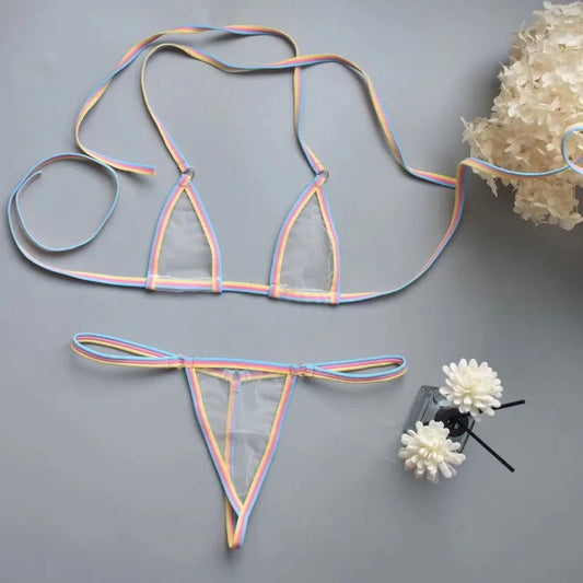 Conjuntos  sujetador Sexy sin aros, sujetador sin forro de malla ultrafina, conjunto de bragas transparente , conjuntos de lencería exótica